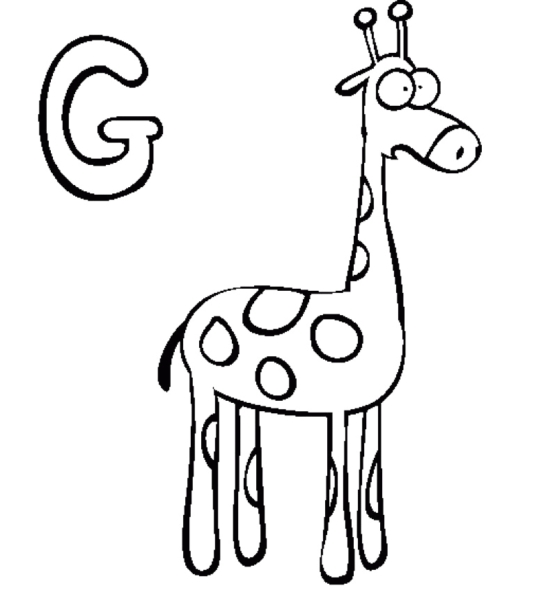 G For Giraffe Coloring Page