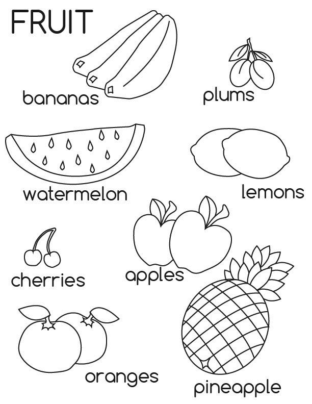 Types Of Fruits Coloring Pages