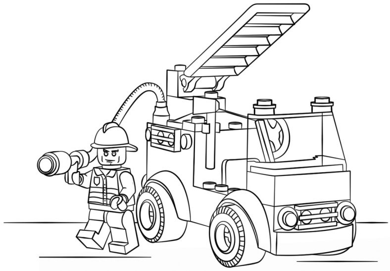 Lego Firetruck Coloring Page