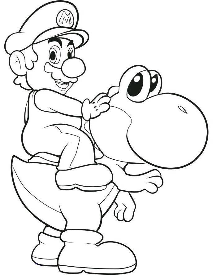 297 Simple Mario On Yoshi Coloring Pages 