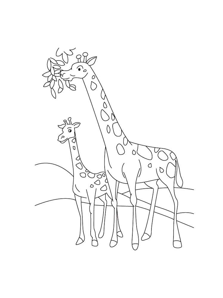 Mom And Baby Giraffe Coloring Page