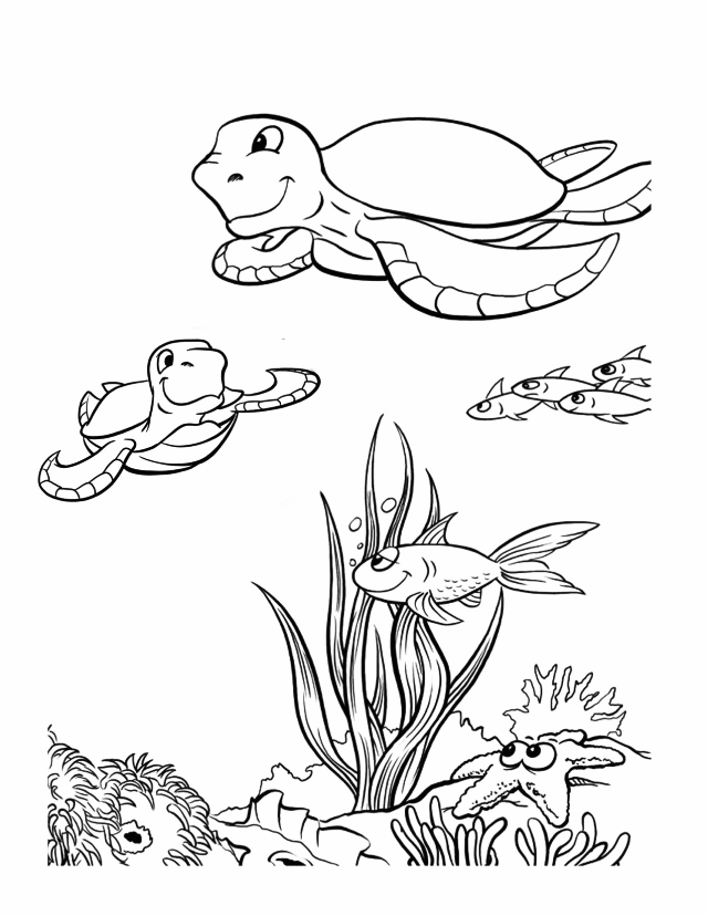 Ocean Animals Coloring Sheet