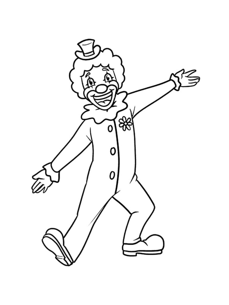 Performing Clown Coloring Page