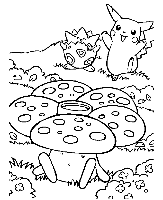 Pikachu Mushroom Coloring Page