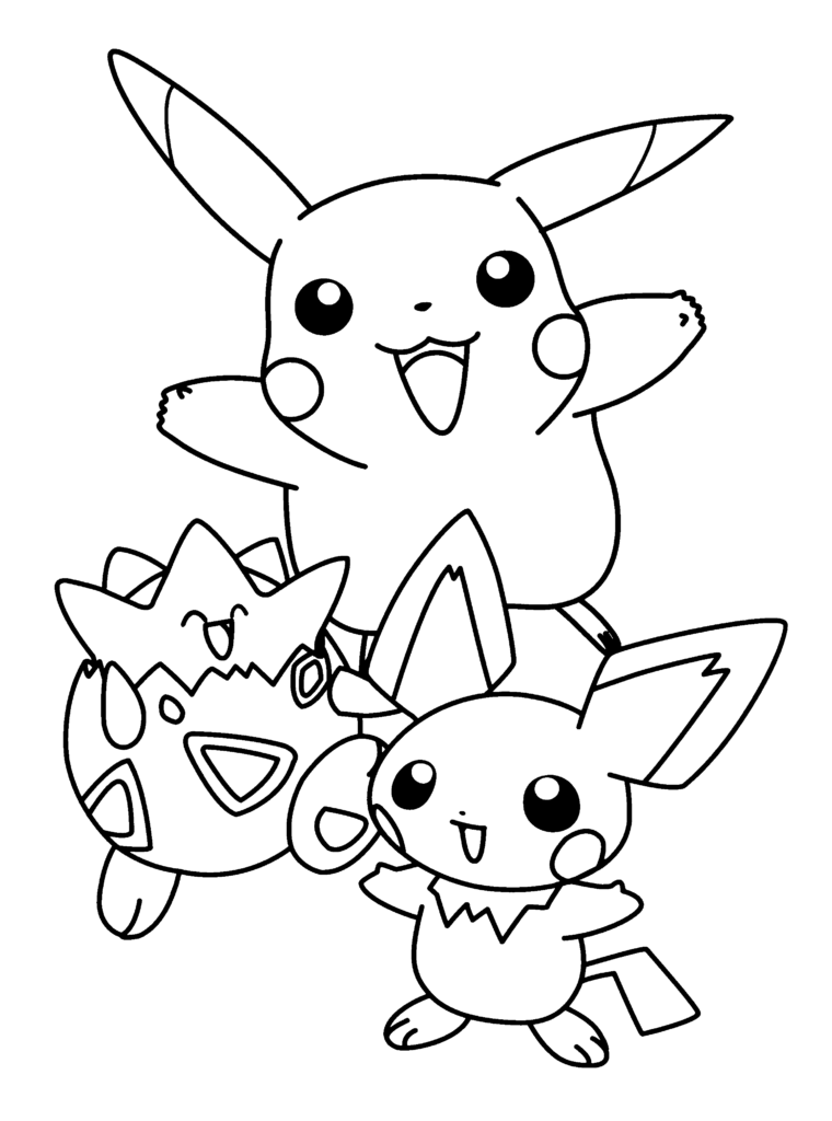 Pikachu And Friends Coloring Page