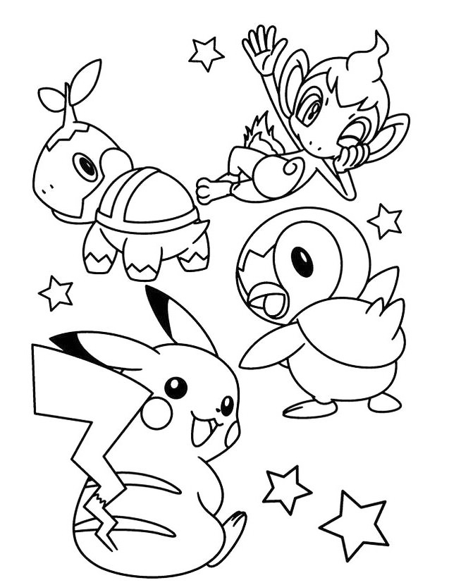 Pikachu And Friends Coloring Sheet