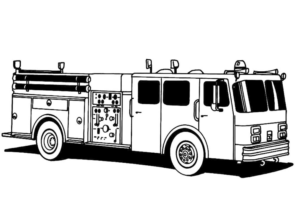 Realistic Fire Truck Coloring Page