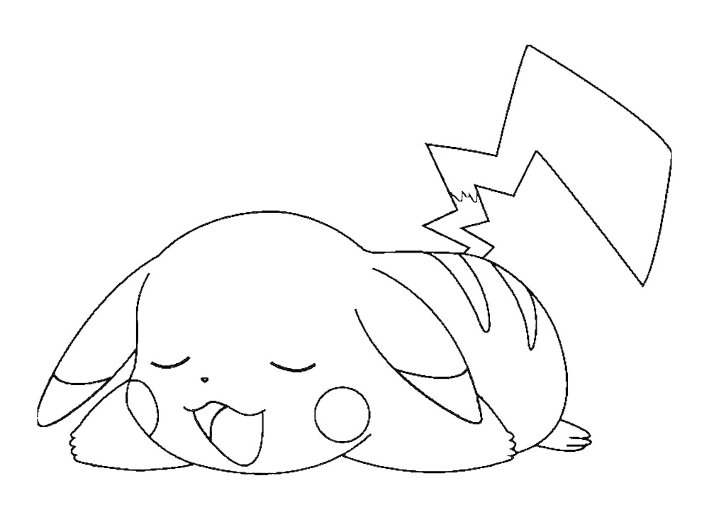 Sleeping Pikachu Coloring Page