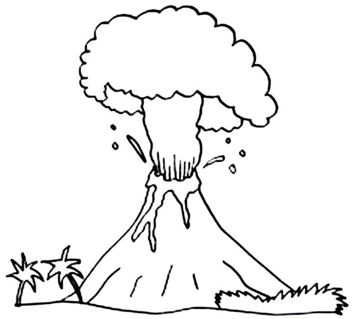 Volcano Erupting Coloring Page