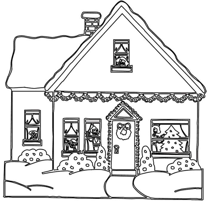 Chirstmas House Coloring Page