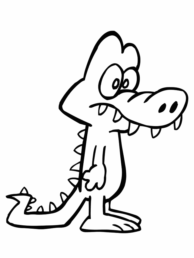 Cute Alligator Cartoon Coloring Page