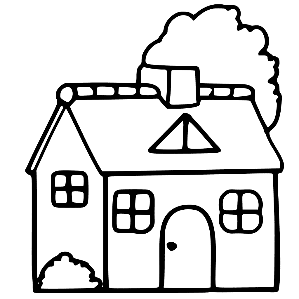 Cute House Line Art To Color