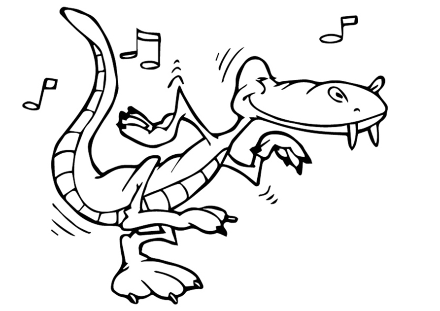 Dancing Alligator Coloring Page