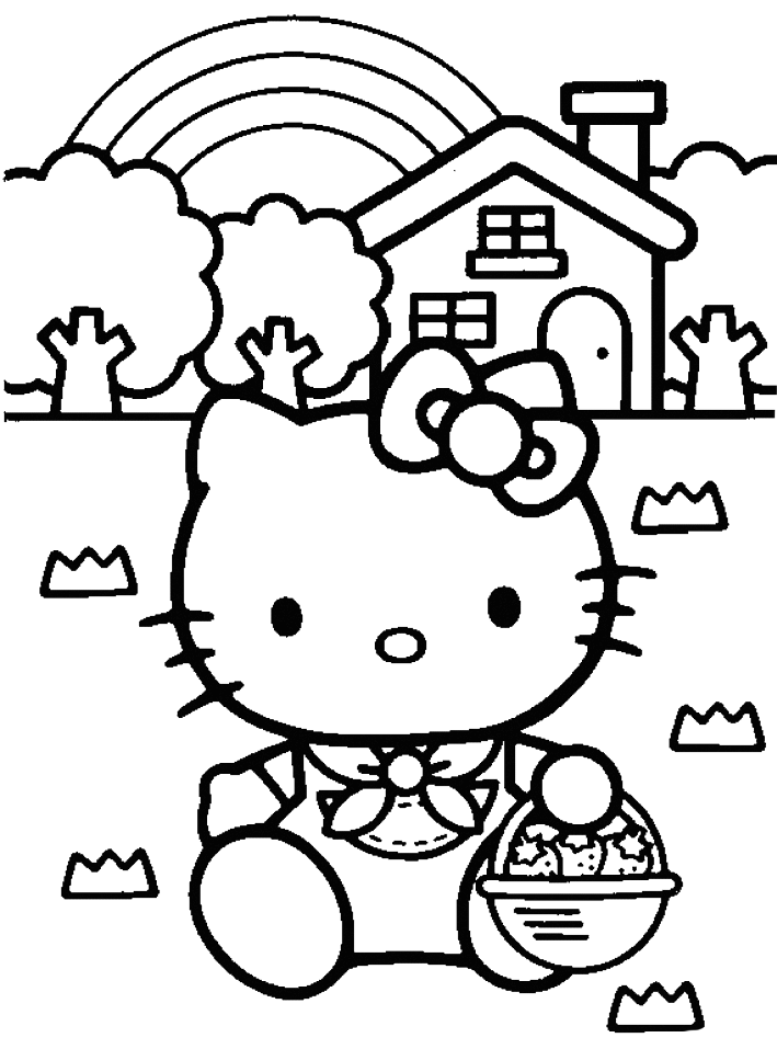 Hello Kittys House Coloring Page