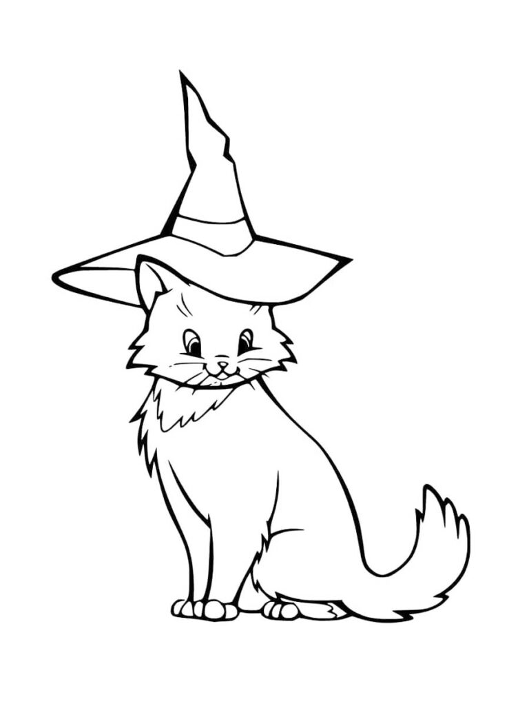 Witches Cat Coloring Page