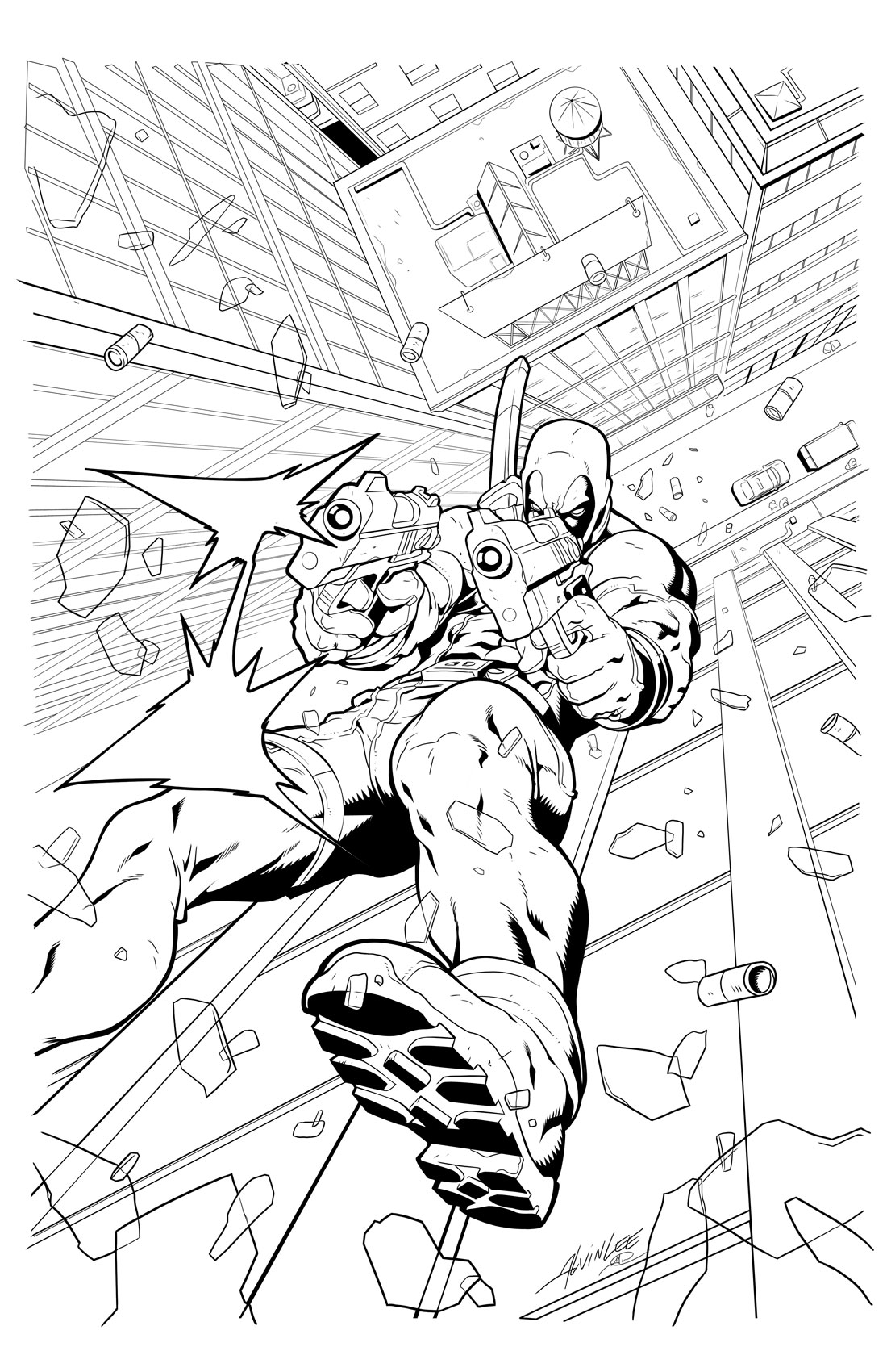 deadpool coloring pages finished