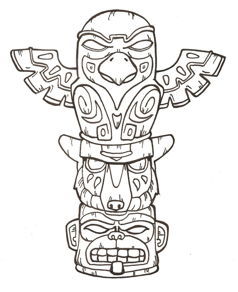Totem Pole Drawing Poles Native American Kids Totems Vector Easy Crafts ...
