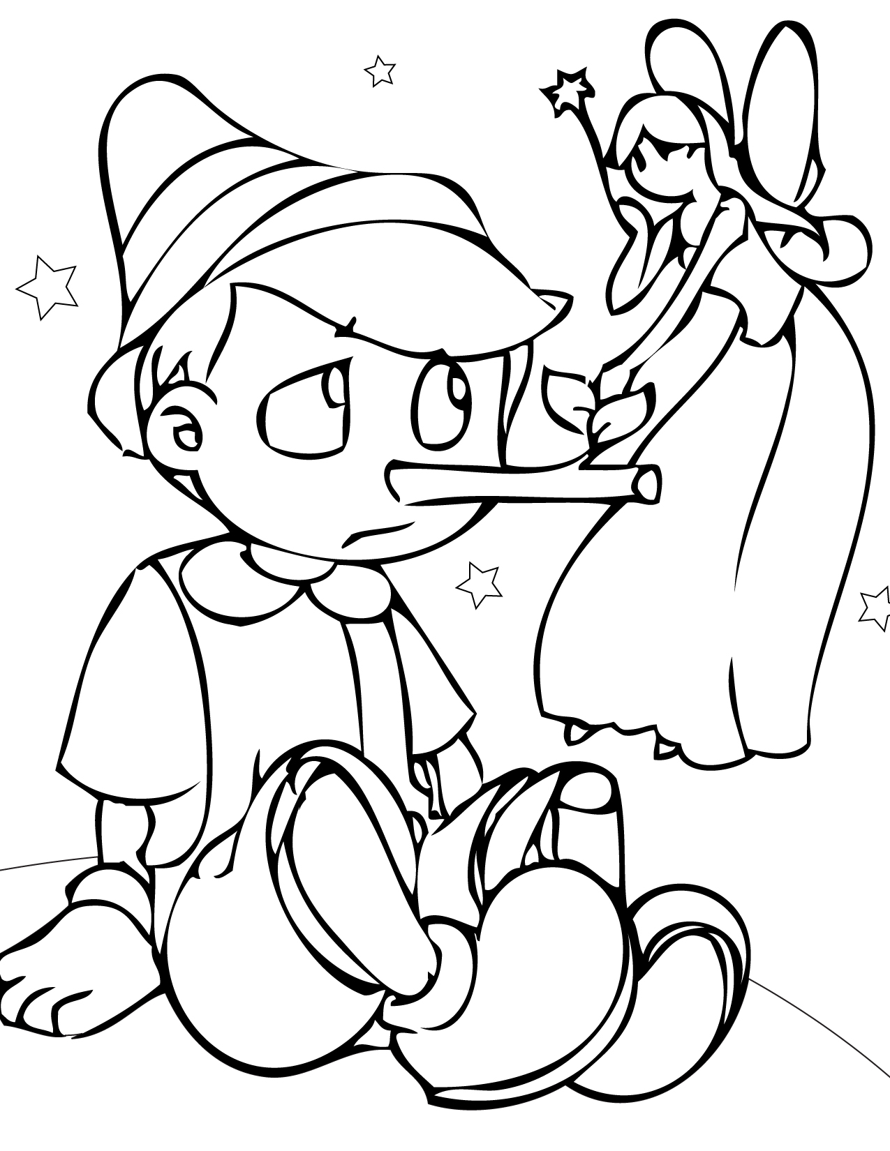 pinocchio story in coloring pictures
