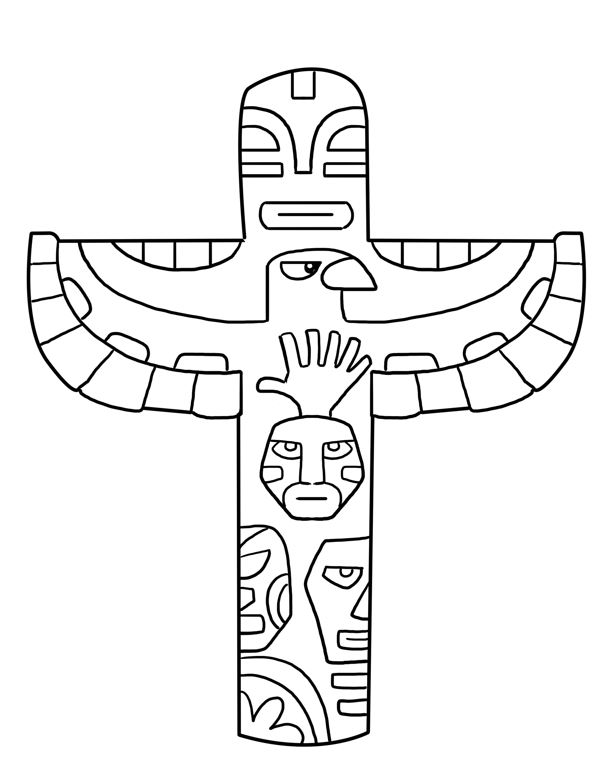 Simple Totem Pole Coloring Sheets Coloring Pages