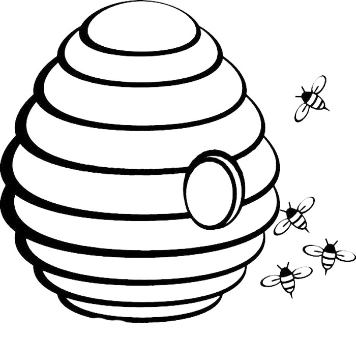 Bees And A Hive Coloring Page