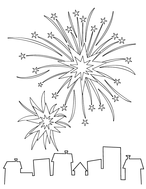 Fireworks Above The City Coloring Page