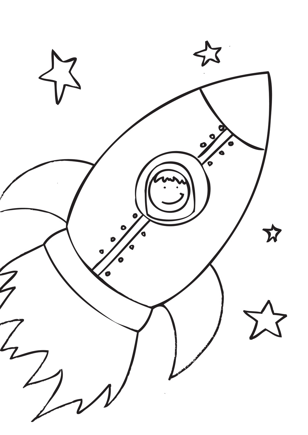 Rocket ship isolated coloring page for kids Vector Image