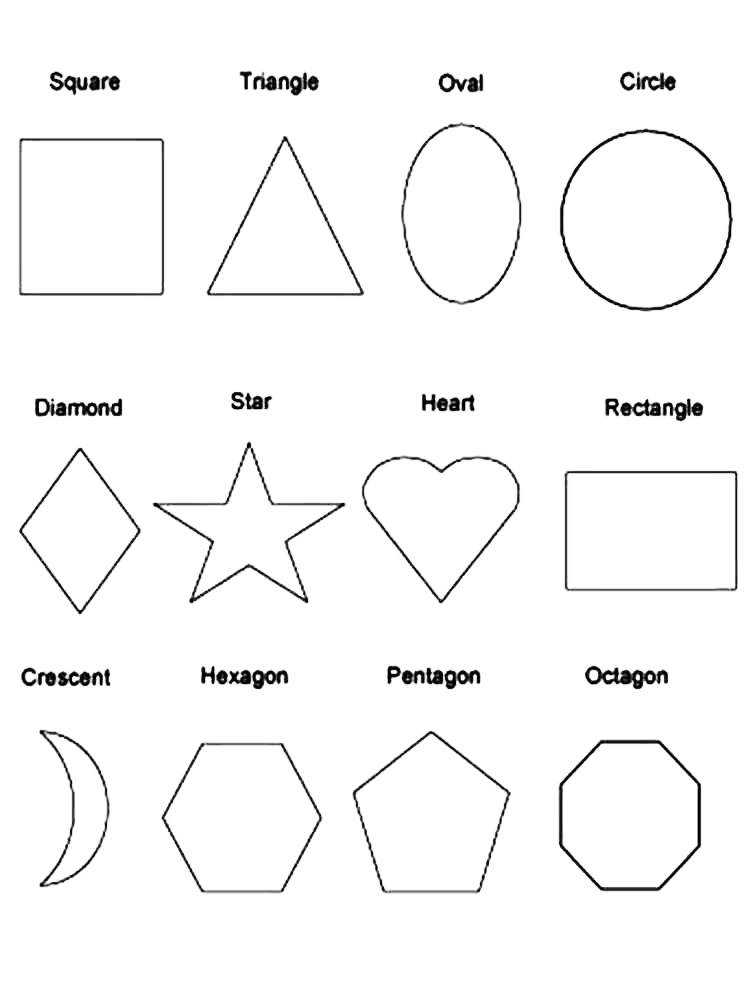 Labeled Shapes Coloring Page