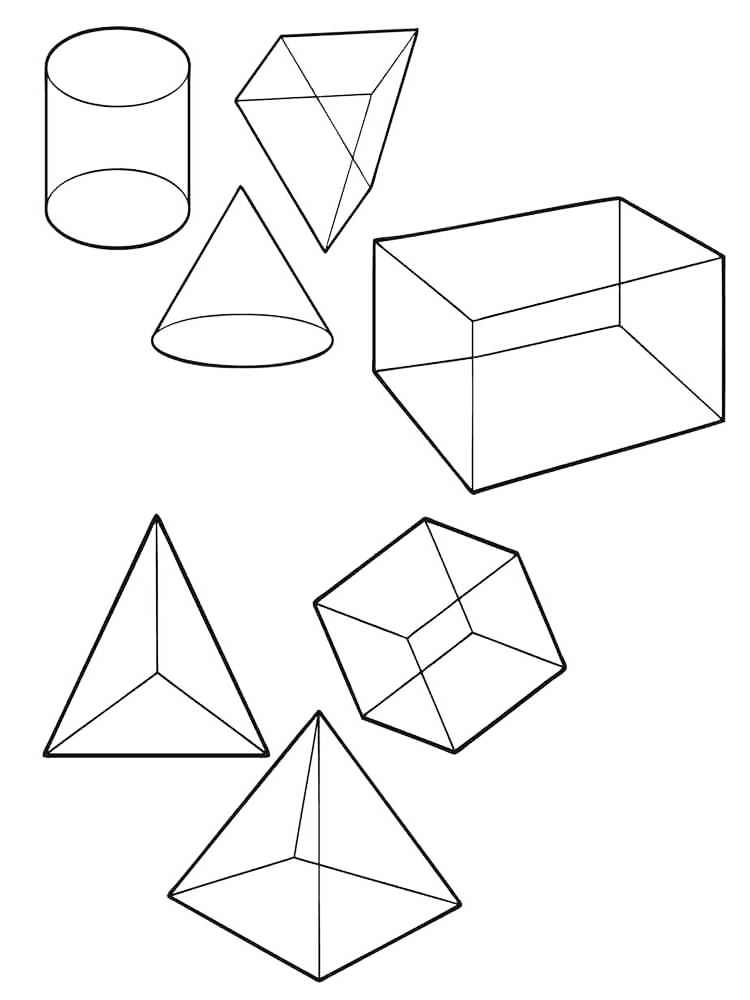 Three Dimensional Shapes Coloring Page