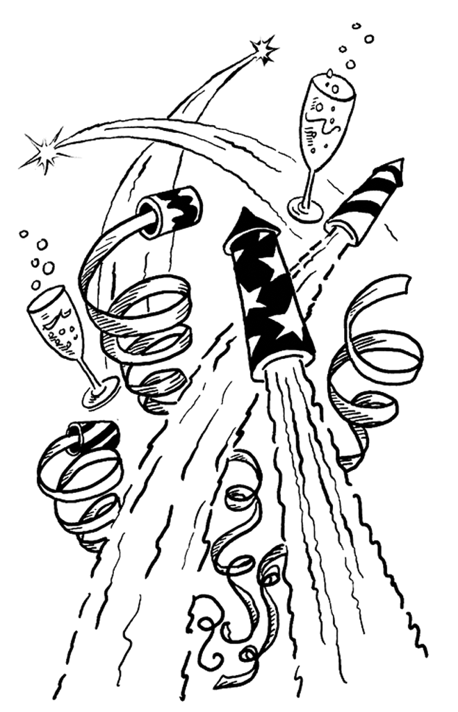 Various Fireworks Coloring Page