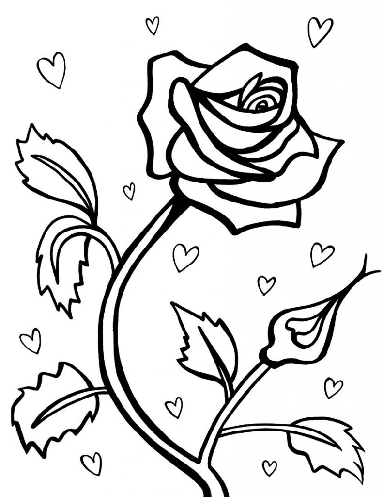 Inesyfederico clases Free Coloring Roses And Hearts Printouts