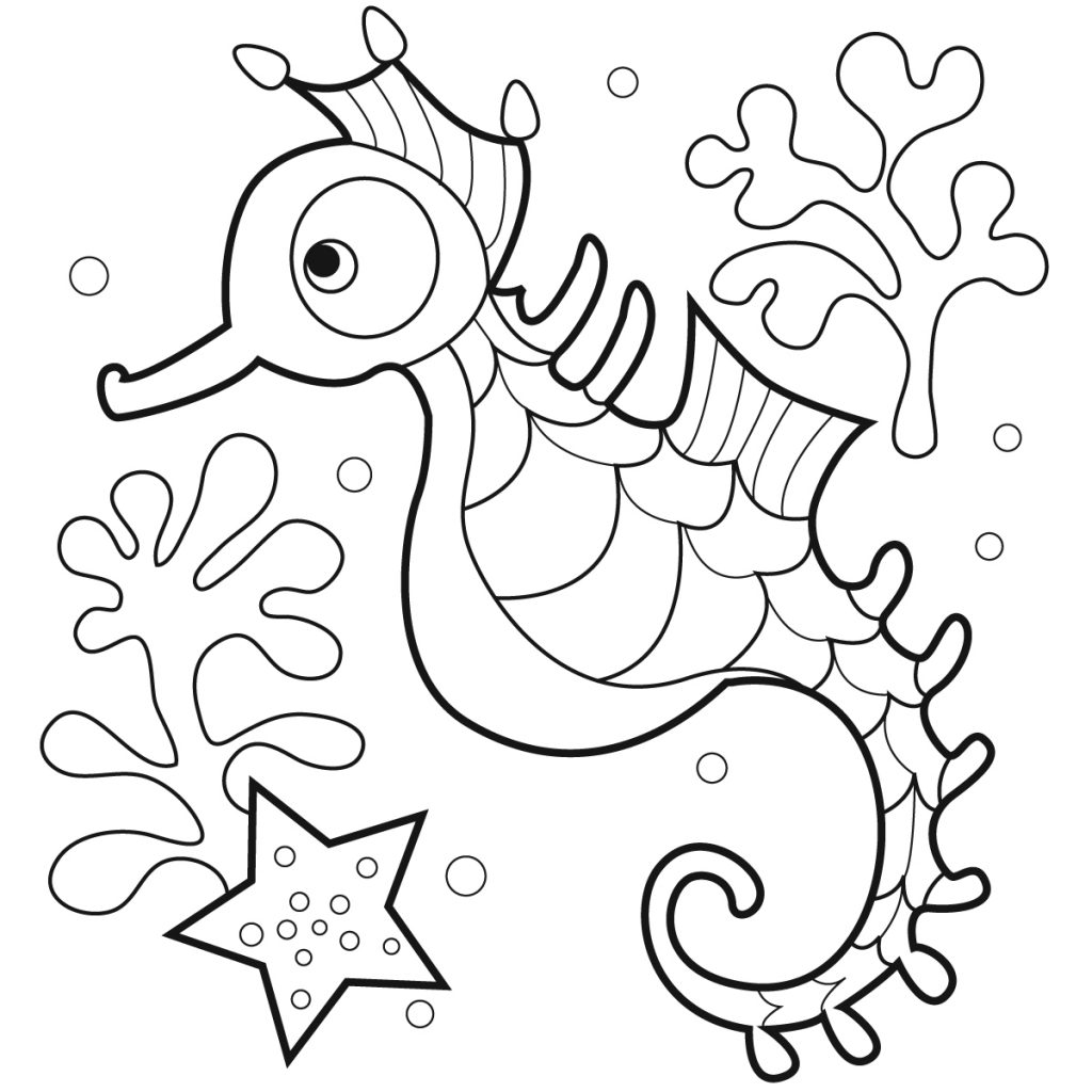 New Printable Sea Animals Coloring Pages for Kindergarten