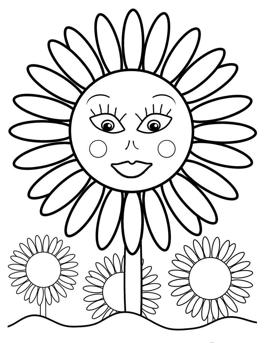 simple sunflower coloring page