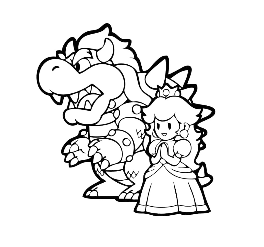 Bowser And Princess Peach Coloring Page