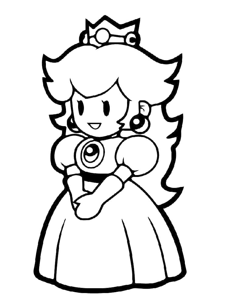 Cute Chibi Princess Peach Coloring Page