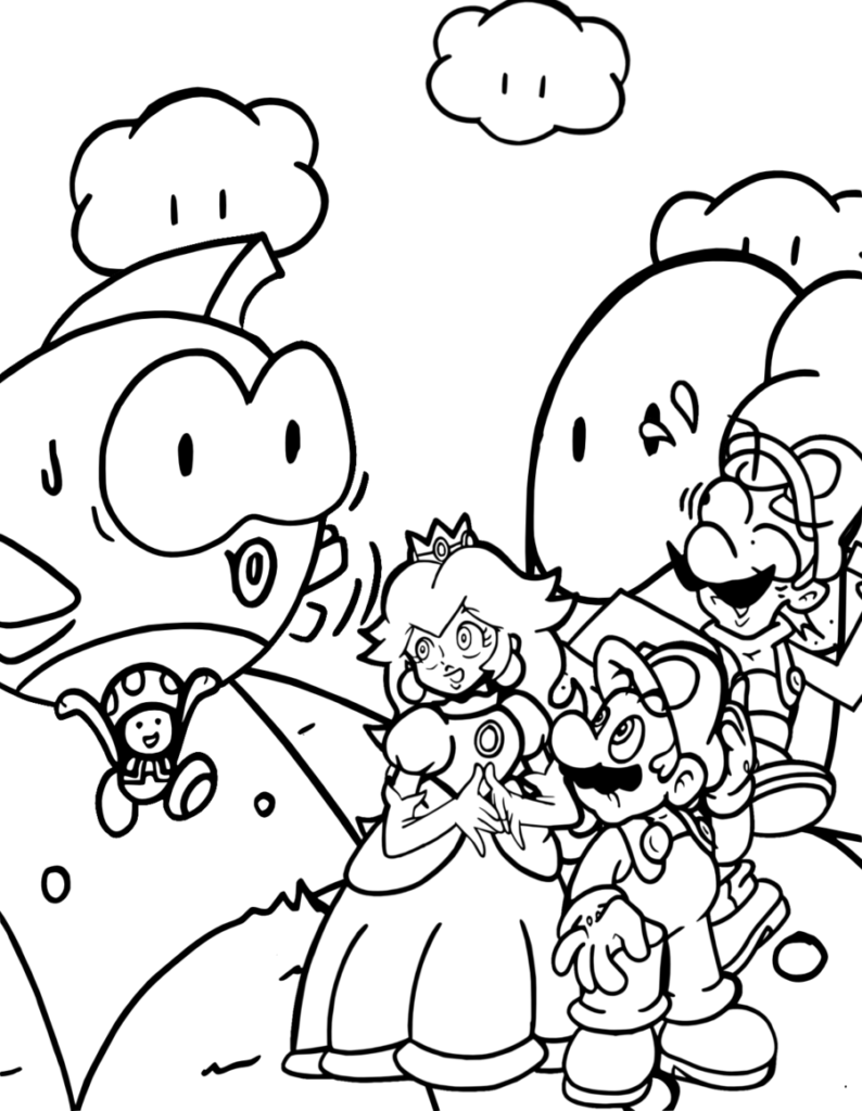 Mario Princess Peach Coloring Page