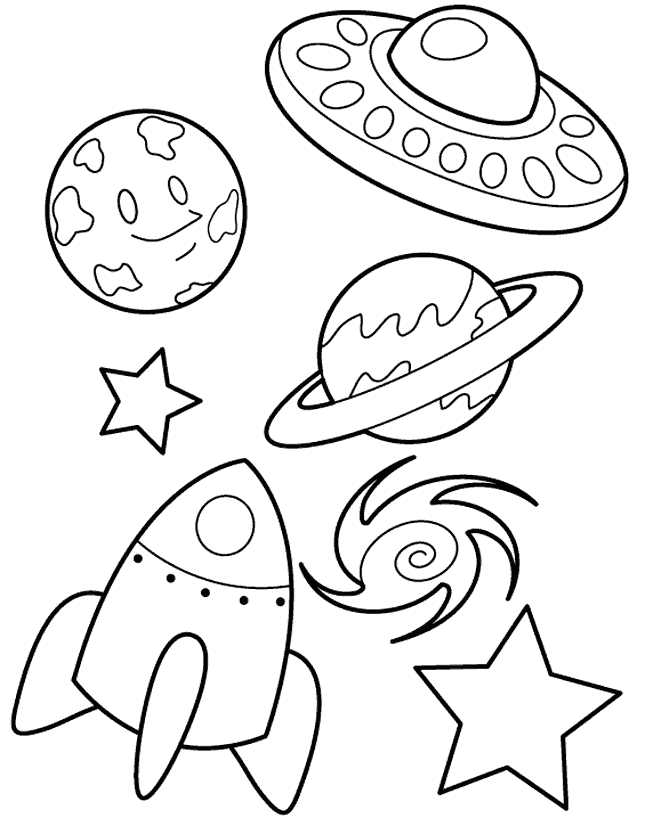 Planets Space Rocket Coloring