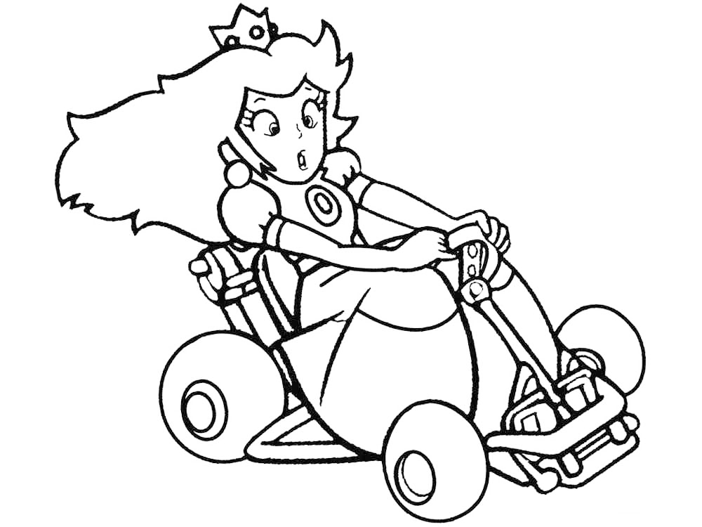 Princess Peach Kart Coloring Page