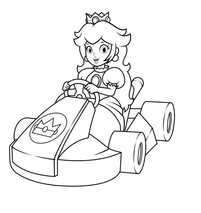 Princess Peaches Kart Coloring Page