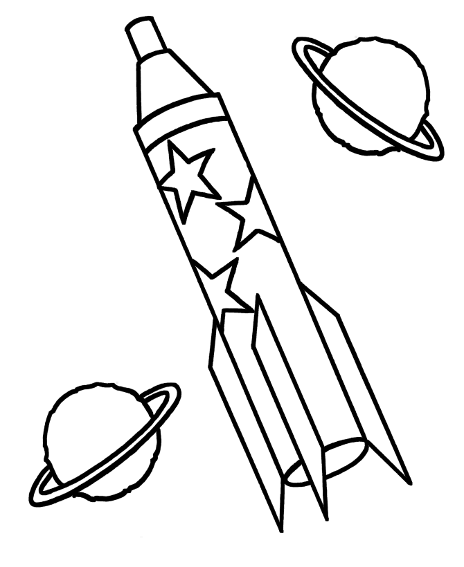 Rocket And Planets Coloring