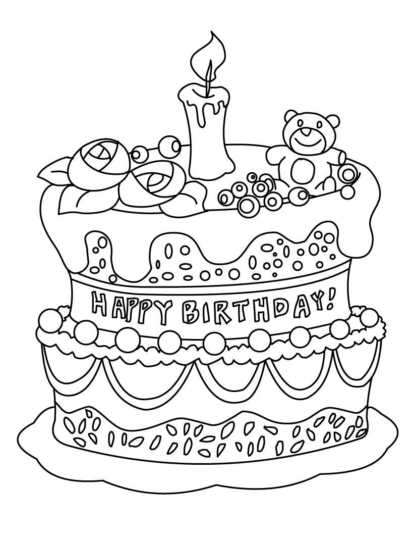 Cake coloring page. Birthday cake coloring page for kids and adults. mid  content coloring page for amazon KDP. Coloring page of Cake 25769500 Vector  Art at Vecteezy