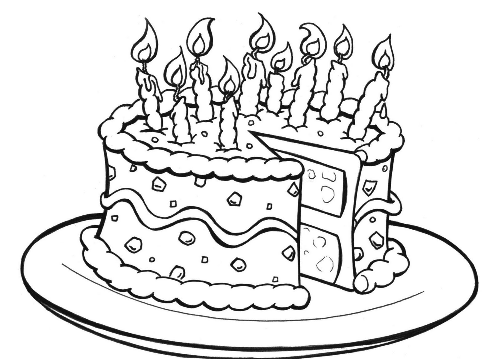 Little Girl with Birthday Cake Coloring Page | Print it Free