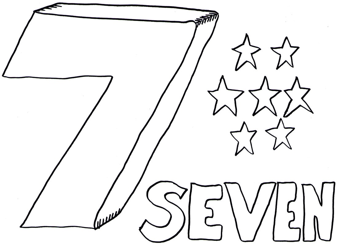714 Simple Seven Coloring Page with Printable