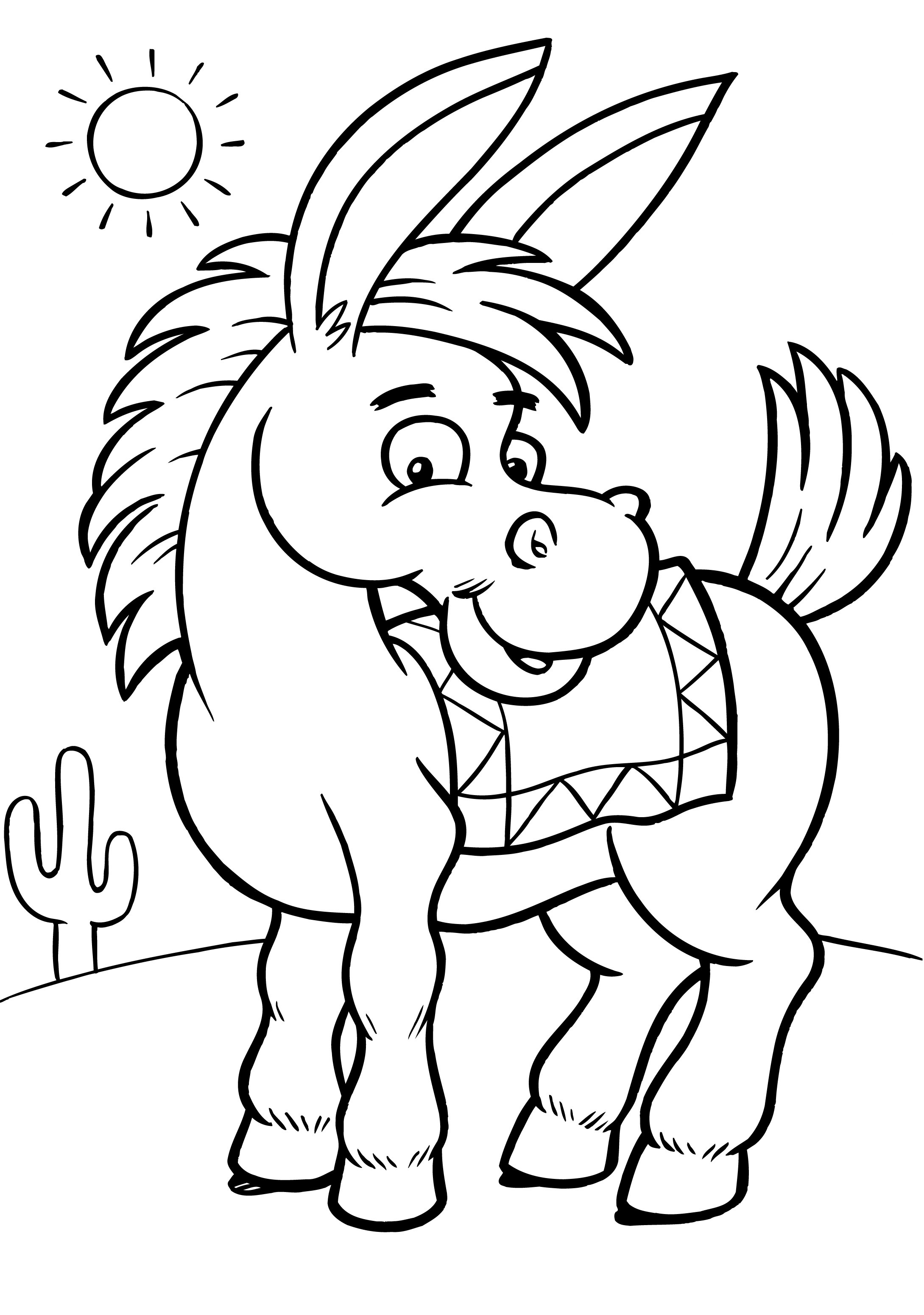 Donkey coloring page for kids Royalty Free Vector Image