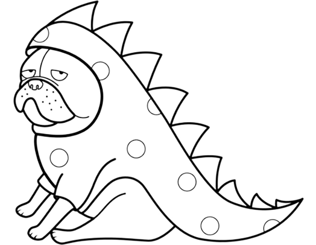 Dog In Costume Coloring Page