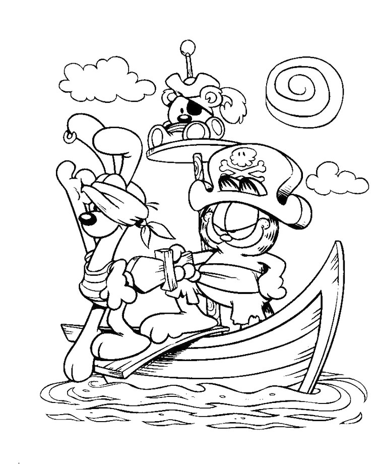 Garfield Pirate Coloring Page