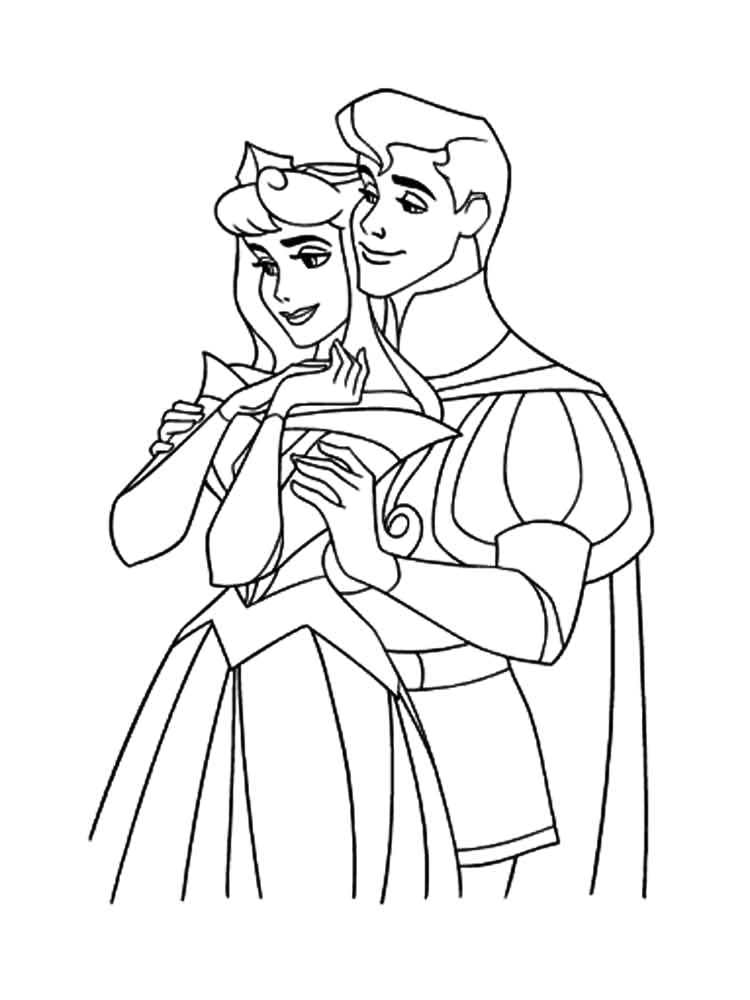 Sleeping Beauty And Prince Coloring Page