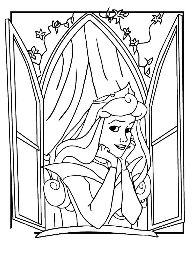 Sleeping Beauty In The Window Coloring Page