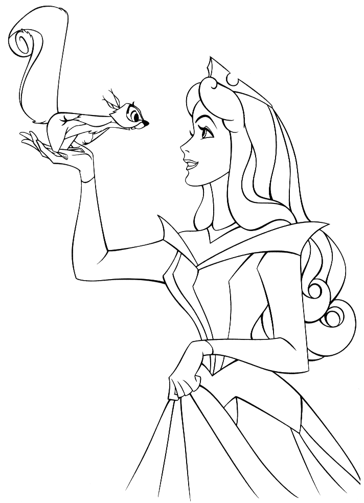 Squirrel And Sleeping Beauty Coloring Page