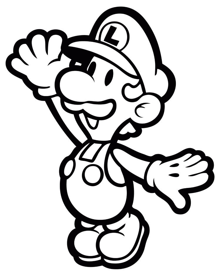 Happy Luigi Coloring Page