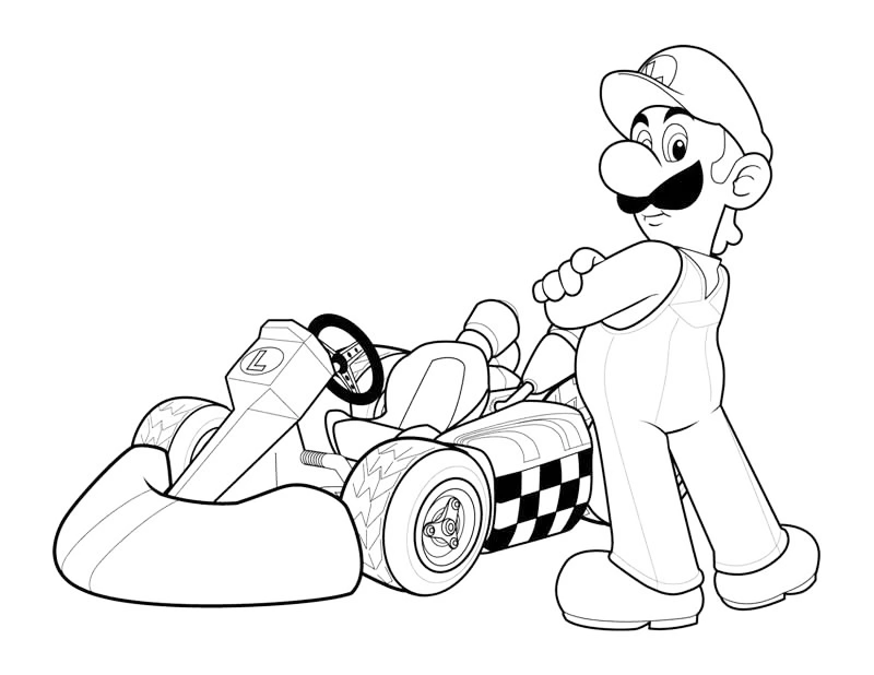 Luigis Kart Coloring Page